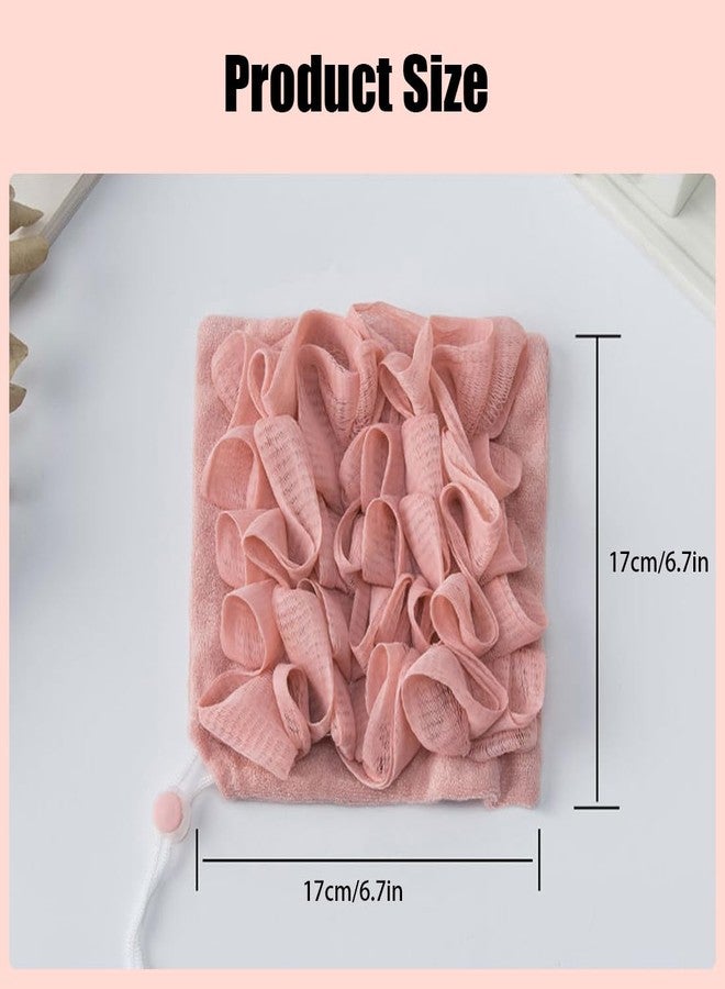 LZDGCC 6Pcs 2 in 1 Washcloth Loofah Combo, Bath Loofah Sponge with Drawstring, Holds Bar Soap Lofas for Shower Pouf, Loofahs for Women, Exfoliation Mesh Shower Puffs for Body Wash Cleansing & Smooth Skin - Image 2