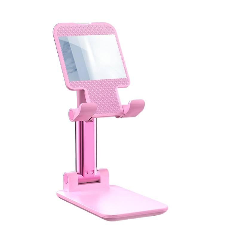 Foldable Desk Phone Stand Metal with Rotating View for Phone and Tablet Use for Everyday Viewing in White - Image 1