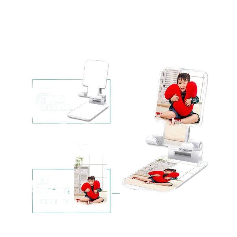 Foldable Desk Phone Stand Metal with Rotating View for Phone and Tablet Use for Everyday Viewing in White - Image 2