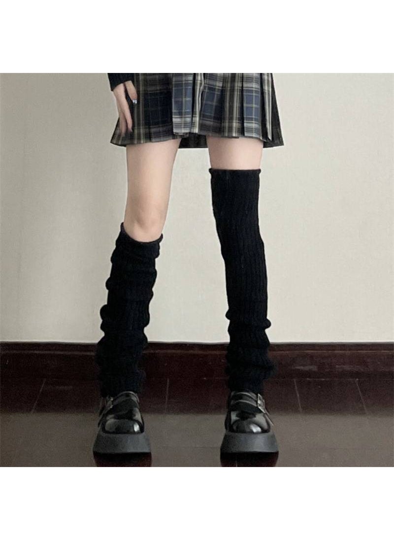 Generic - Knitted JK Socks Grey Thigh-High Leg Warmers 50cm khaki - Image 1
