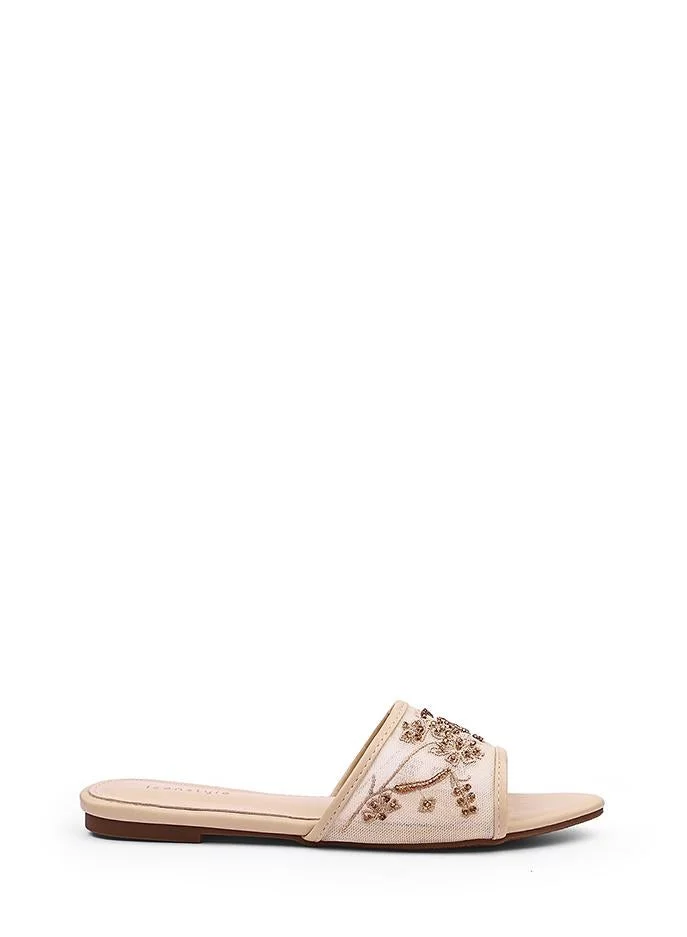 IconStyle Womens floral embroidered slide sandals