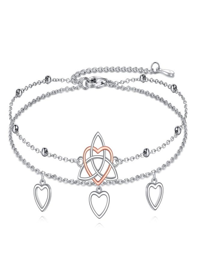LUHE Heart Ankle Bracelet for Women Sterling Silver Heart Jewelry Celtic Ankle Bracelet Celtic Jewelry Gifts for Women - Image 1