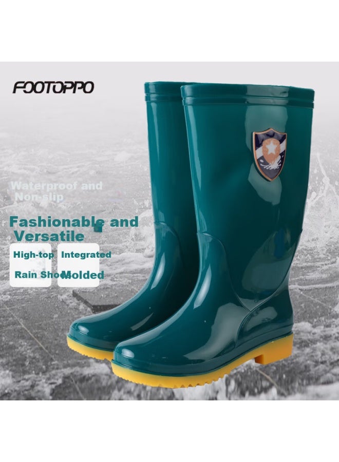 Footoppo Women's Rain Boots, Fleece-lined Waterproof Shoes, Mid-calf Adult Rain Boots, Tall Overshoes, Waterproof Long Rain Boots For Wome