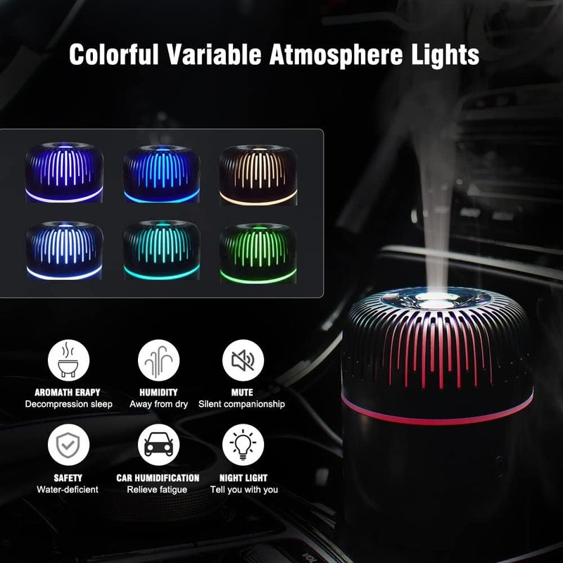 Unee Car Diffuser, USB Plug-in 100ml Mini Humidifier Essential Oil Diffuser Car Freshener Aromatherapy Diffuser(Black) - Image 3