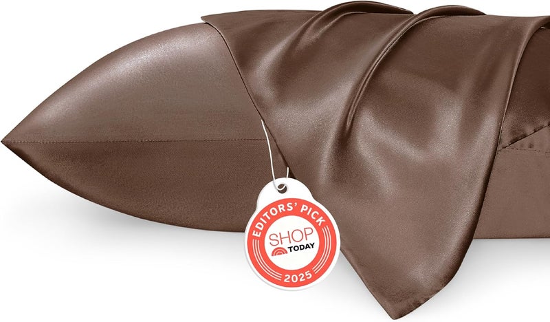 Bedsure Satin Pillowcases Standard Set of 2 - Beaver Fur Silk Pillow Cases for Hair and Skin 20x26 inches, Satin Pillow Covers 2 Pack with Envelope Closure, Gifts for Women Men - Image 1