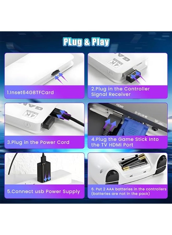 Wireless Retro Gaming Console, 4K HDMI TV Stick, 20,000+ Classic Games, 23 Emulators, Dual Wireless Controllers, 64GB Storage - Image 4