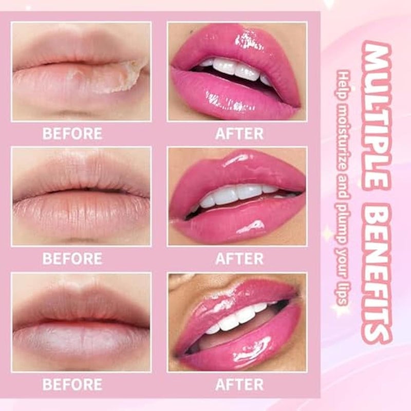 Twisted Mini Lip Gloss+Jelly Lip Balm Set, Plumping Moisturizing Smooth Soft Glossy Finish Flavored Lip Care Kit Makeup for Women Girls, Hydrating Long Lasting Pink Tinted Lip Glaze-03 - Image 5