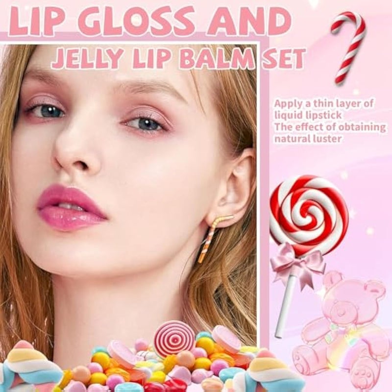 Twisted Mini Lip Gloss+Jelly Lip Balm Set, Plumping Moisturizing Smooth Soft Glossy Finish Flavored Lip Care Kit Makeup for Women Girls, Hydrating Long Lasting Pink Tinted Lip Glaze-03 - Image 4