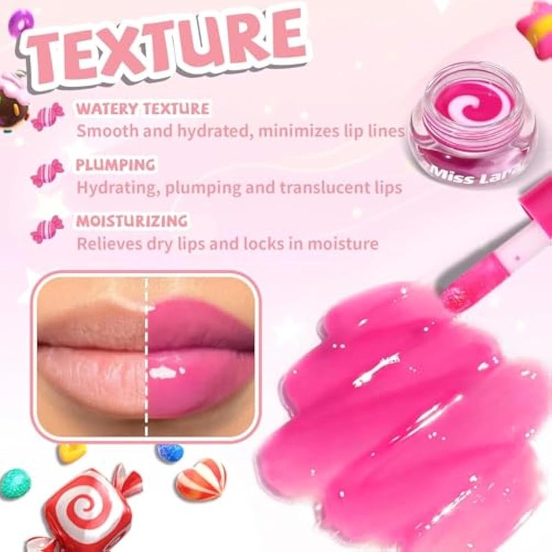 Twisted Mini Lip Gloss+Jelly Lip Balm Set, Plumping Moisturizing Smooth Soft Glossy Finish Flavored Lip Care Kit Makeup for Women Girls, Hydrating Long Lasting Pink Tinted Lip Glaze-03 - Image 2