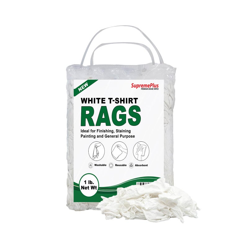SupremePlus Premium White TShirt Cleaning Rags  White Cotton Rags for Cleaning Staining Painting Oil Grease  Dust Removal  Shop Rags Bulk for Multipurpose use 1 lb Bag