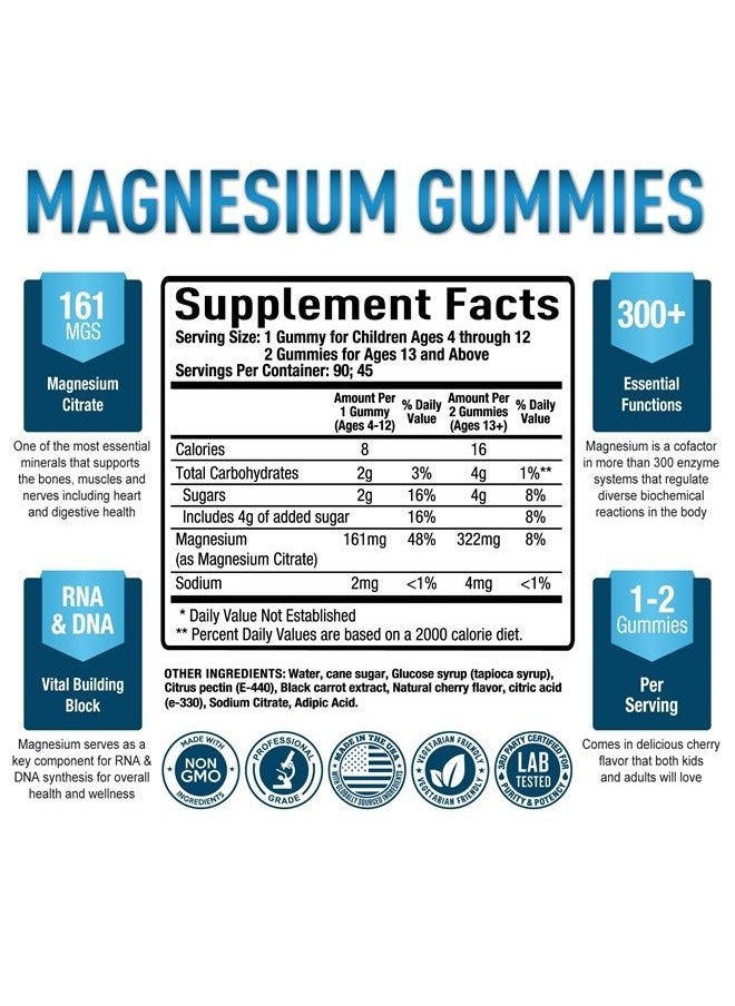 Purely Optimal - Premium Magnesium Gummies Kids & Adults - Magnesium Citrate for Digestion Support, Calm, Bone & Heart Health, Muscle & Nerve Support - Magnesium Supplement, 90 Gummies - Image 1