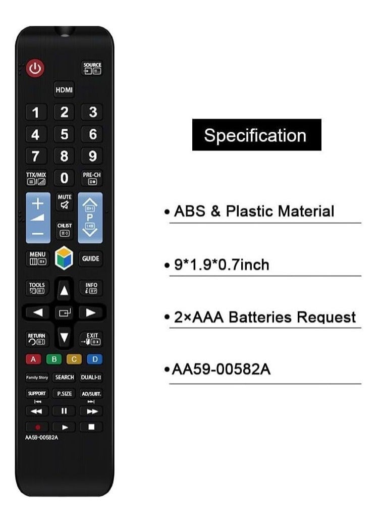 Generic - Remote Control Compatible Replacement for Samsung AA59-00582A Remote, Applicable AA59-00638A AA59-00790A AA59-00580A AA59-00581A AA59-00594A (Smart TV/HDTV/LCD/LED/TV) - Image 1