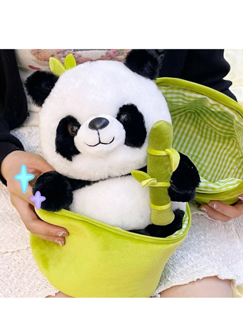 AROAQ Panda Stuffed Animals, 2 In 1 Bamboo Tube Panda Plush And Pillow, Panda Bear Plush Toys With Bamboo Stuffed Panda Plushies For Boys And Girls - Image 3