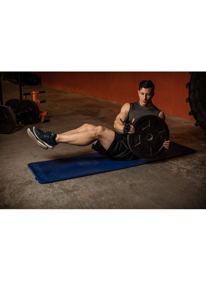 Harbinger Ribbed Durafoam Exercise Mat 5/8-Inch, Blue - Image 3