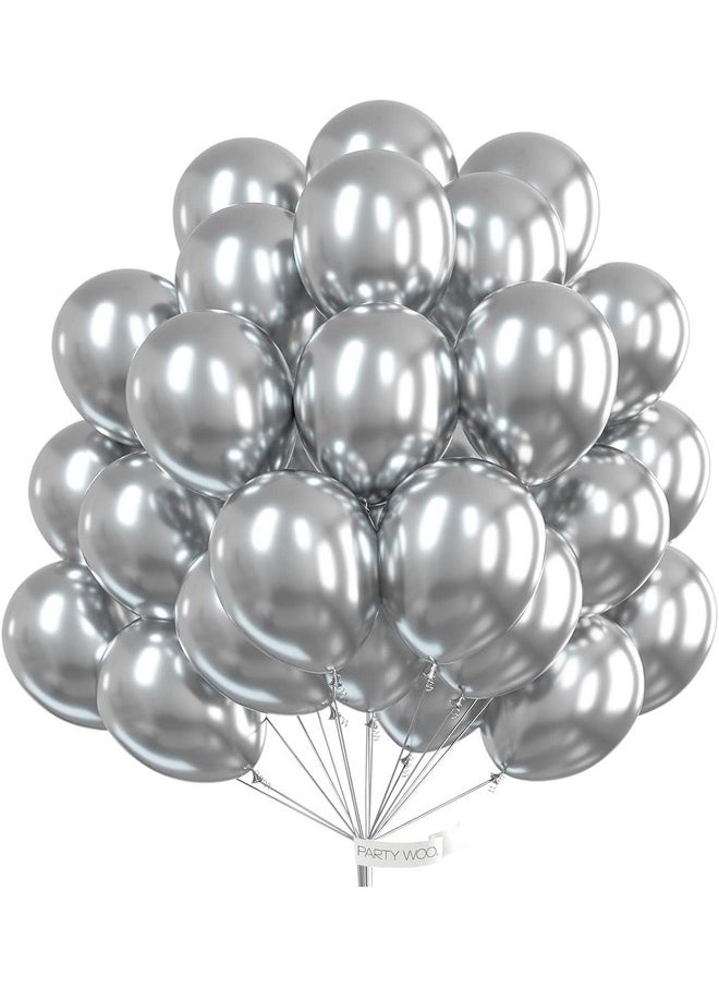 PartyWoo Metallic Silver Balloons, 50 Pcs 12 Inch Silver Metallic Balloons, Silver Balloons For Balloon Garland Or Arch As Wedding Decorations, Birthday Decorations, Party Decorations, Silver-G102  - Image 1
