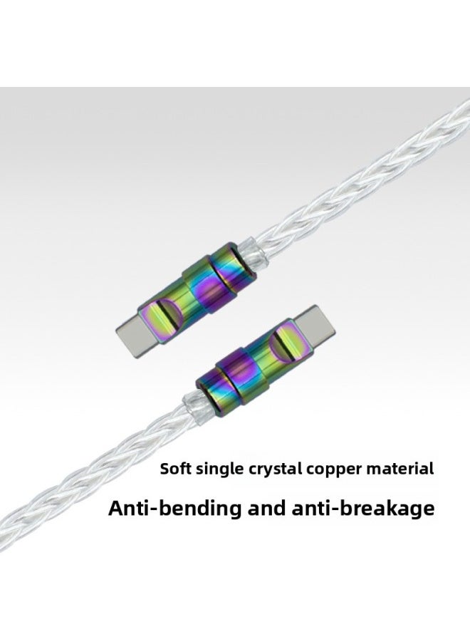 Generic - Colorful Pure Copper Hardware Ultra-soft Single Crystal Copper Data Cable For Iphone16 Mobile Phone Mate60 Fast Charging-Color:1m Usb To For Apple/12w-Model:Single Crystal Copper Silver [colorful Copper Shell] - Image 1
