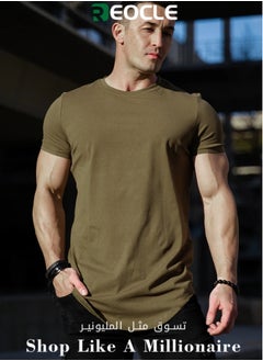 REOCLE Men's Sports T-Shirt Fitted Short Sleeve T-Shirts Gym Workout Athletic Shirt Breathable Lightweight Essential Drop-Cut T-Shirt  - Image 1