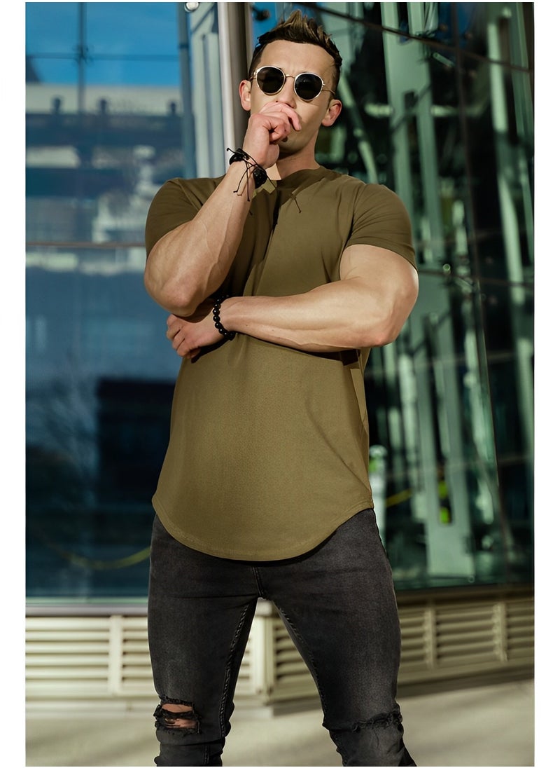 REOCLE Men's Sports T-Shirt Fitted Short Sleeve T-Shirts Gym Workout Athletic Shirt Breathable Lightweight Essential Drop-Cut T-Shirt  - Image 3