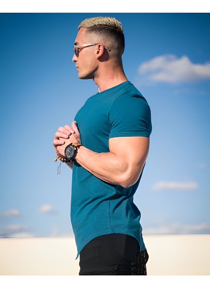 REOCLE Men's Sports T-Shirt Fitted Short Sleeve T-Shirts Gym Workout Athletic Shirt Breathable Lightweight Essential Drop-Cut T-Shirt  - Image 4