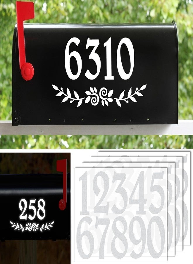 HLARTNET 48 Pcs Waterproof Mailbox Numbers Stickers, Reflective Mailbox Numbers 3 Inch Self Adhesive 0-9 Vinyl Number for Mailbox, Door, Garbage Bins, 4 set, White - Image 1