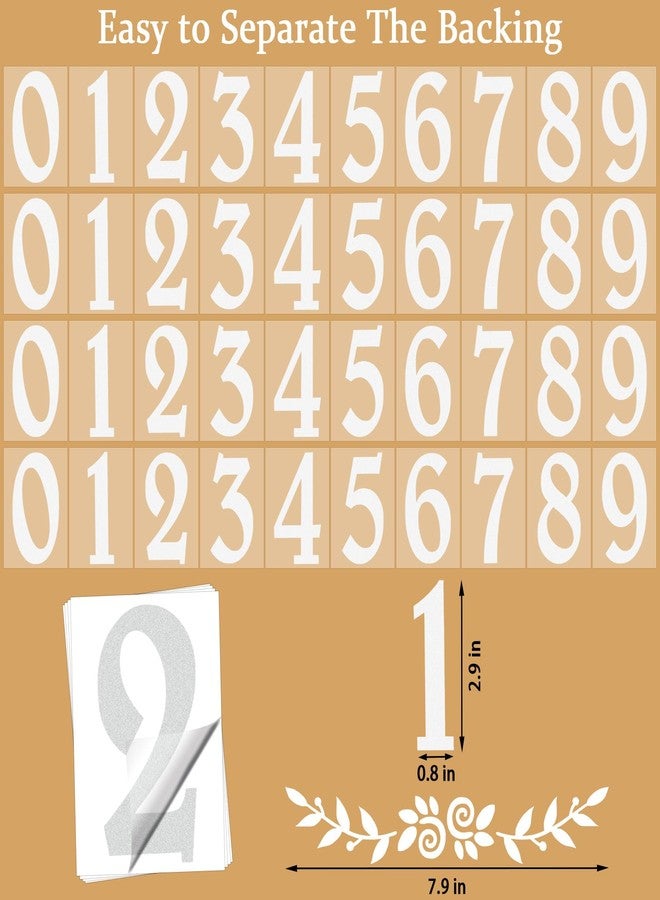 HLARTNET 48 Pcs Waterproof Mailbox Numbers Stickers, Reflective Mailbox Numbers 3 Inch Self Adhesive 0-9 Vinyl Number for Mailbox, Door, Garbage Bins, 4 set, White - Image 2