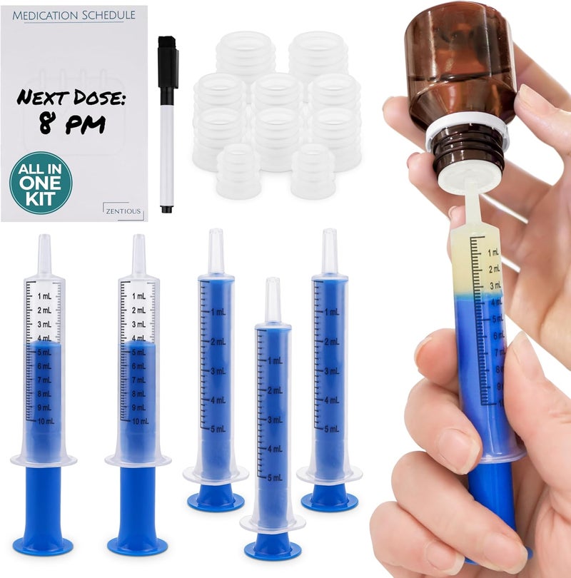 Zentious Liquid Medication Bottle Adapter and Oral Syringe Dispenser  Great for Easily Dispensing Medication to Children and Pets  Includes a Medication Reminder Log From Zentious - Image 2