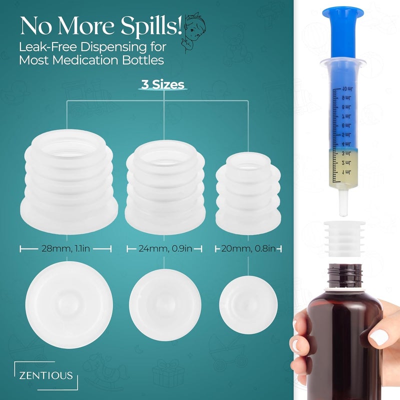 Zentious Liquid Medication Bottle Adapter and Oral Syringe Dispenser  Great for Easily Dispensing Medication to Children and Pets  Includes a Medication Reminder Log From Zentious - Image 3