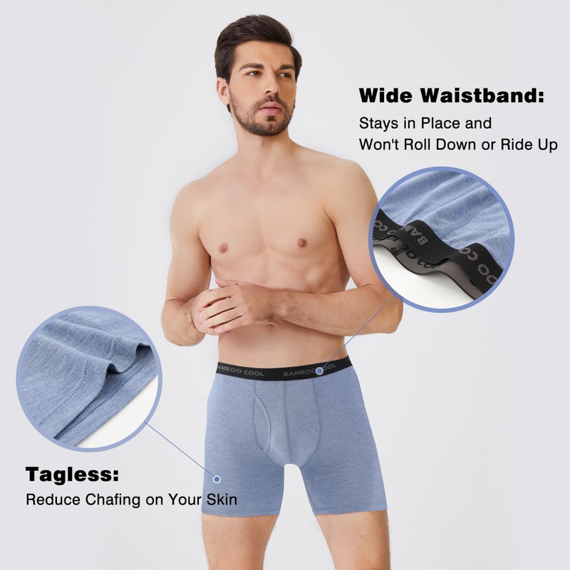 BAMBOO COOL Men's Ultra Breathable Underwear,No Riding Up Boxer Briefs with ComfortFlexible Waistband,Multipack - Image 5