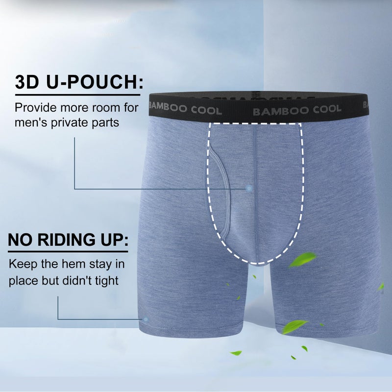 BAMBOO COOL Men's Ultra Breathable Underwear,No Riding Up Boxer Briefs with ComfortFlexible Waistband,Multipack - Image 2