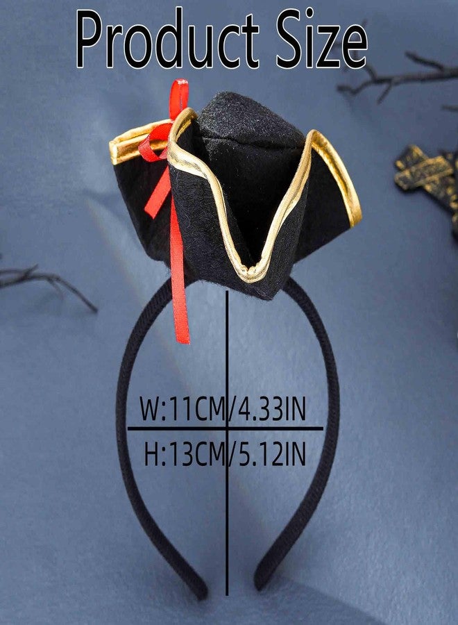 Firuilo Halloween Headband Caribbean Pirate Tricorn Hat Headbands Mini Top Hat Hairbands Halloween Costume Hair Accessories for Women - Image 5
