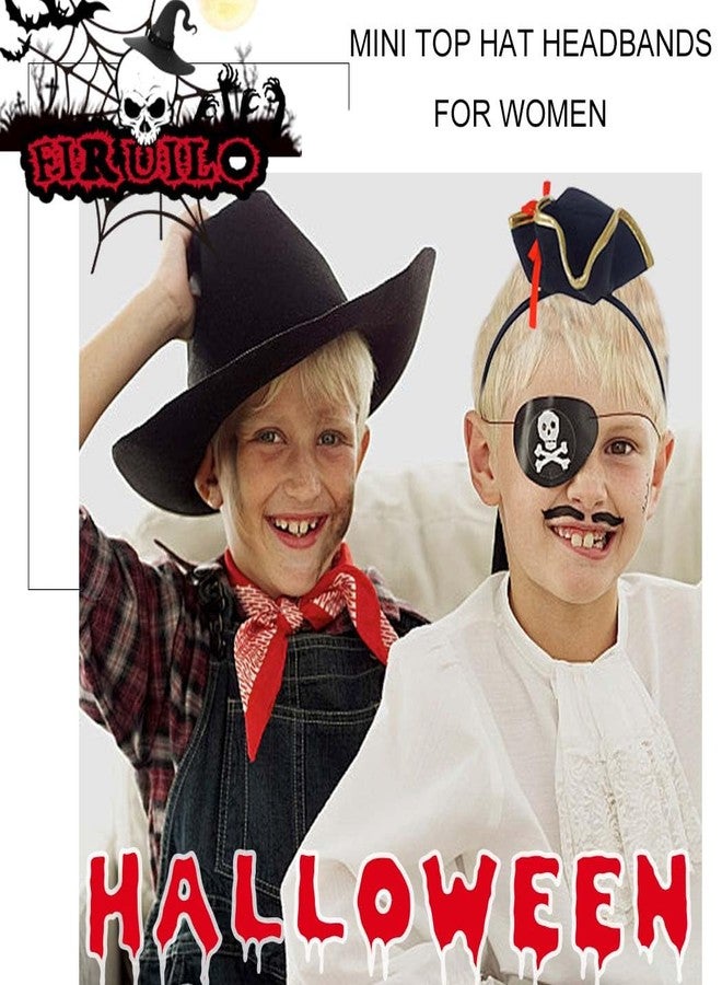 Firuilo Halloween Headband Caribbean Pirate Tricorn Hat Headbands Mini Top Hat Hairbands Halloween Costume Hair Accessories for Women - Image 4