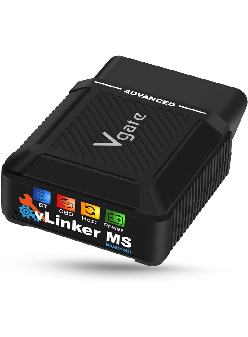 في جايت أداة فحص السيارات Vgate vLinker MS 2026 Bluetooth OBD2 لأجهزة iPhone/iOS و Android و Windows، تدعم بروتوكولات CAN المتعددة (GMLAN، MS CAN، CH CAN، LS CAN) - Image 1