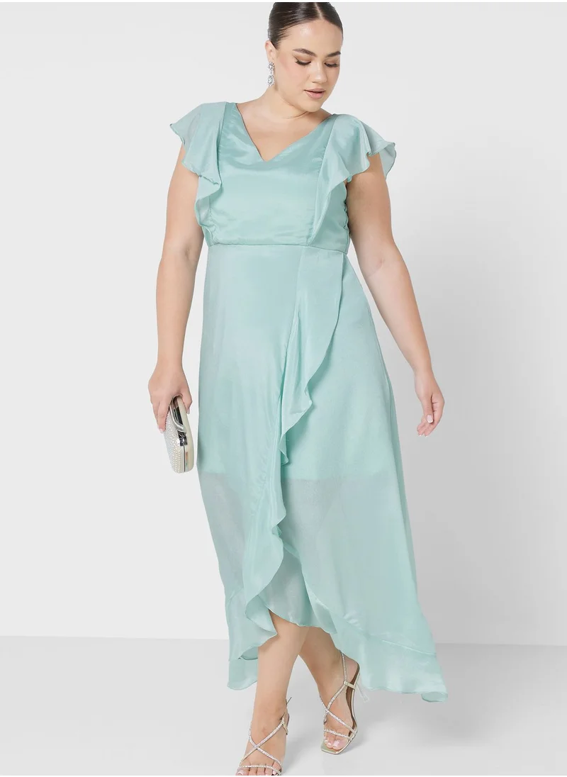 Khizana Plus size ruffle hem aline dress