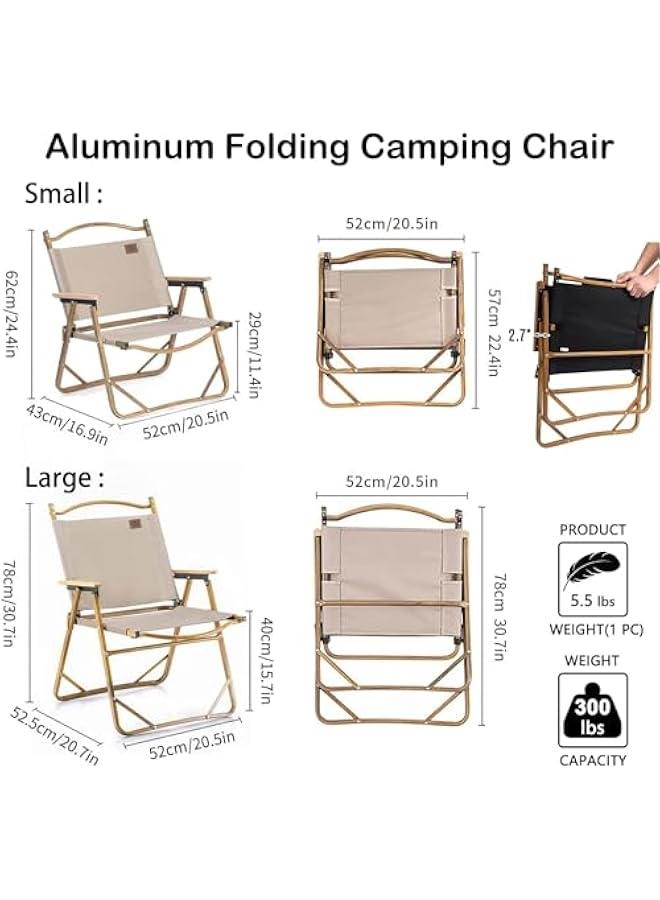HOOKOR Folding Camping Chair,140KG Heavy Duty Fishing Chair Compact Beach Chairwith Wooden Handles,Lightweight Camping Backpacking Chair for Outdoor Camping Beach Fishing Picnic (Khaki) - Image 3