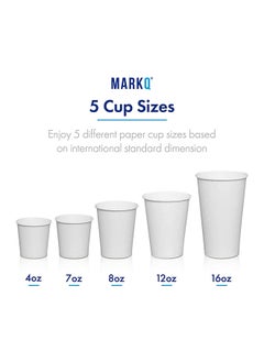 MARKQ [50 كوب] 16 أونصة. أكواب ورقية بيضاء - شوكولاتة ساخنة، كاكاو، ماء، فناجين قهوة يمكن التخلص منها  - Image 4