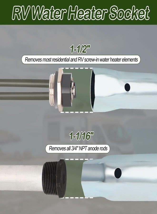 RO6G 520900 RV Water Heater Element Replacement Suburban SW10DE SW6DE SW12DE Suburban RV Water Heaters Element 120V 1440W with Dual Hex Wrench Socket - Image 4