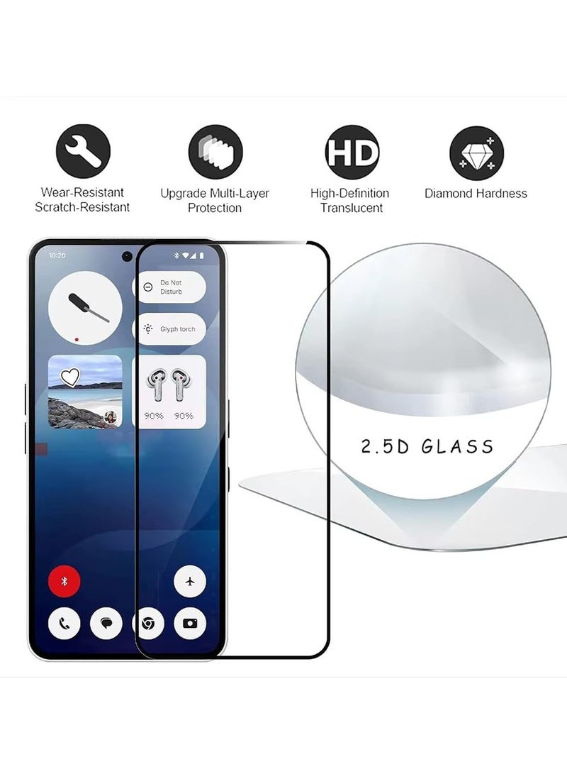 DUSALA Nothing Phone 3a Screen Protector Full Glue Bubble Free Anti-Scratch Anti-Fingerprint 9H Hardness 3D Curved Edge Tempered Glass Screen Protector for Nothing Phone 3a 2025 5D Black Glass (1) - Image 2