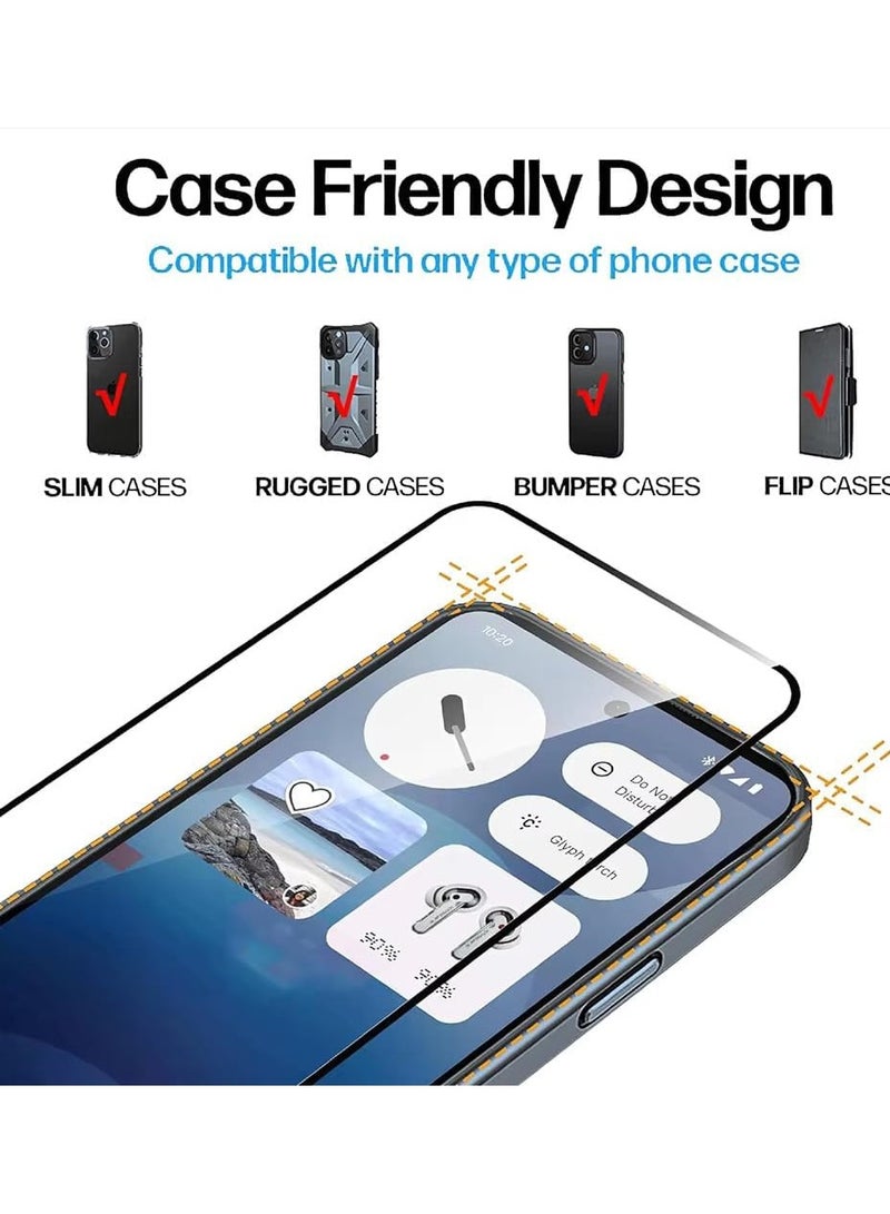 DUSALA Nothing Phone 3a Screen Protector Full Glue Bubble Free Anti-Scratch Anti-Fingerprint 9H Hardness 3D Curved Edge Tempered Glass Screen Protector for Nothing Phone 3a 2025 5D Black Glass (1) - Image 3
