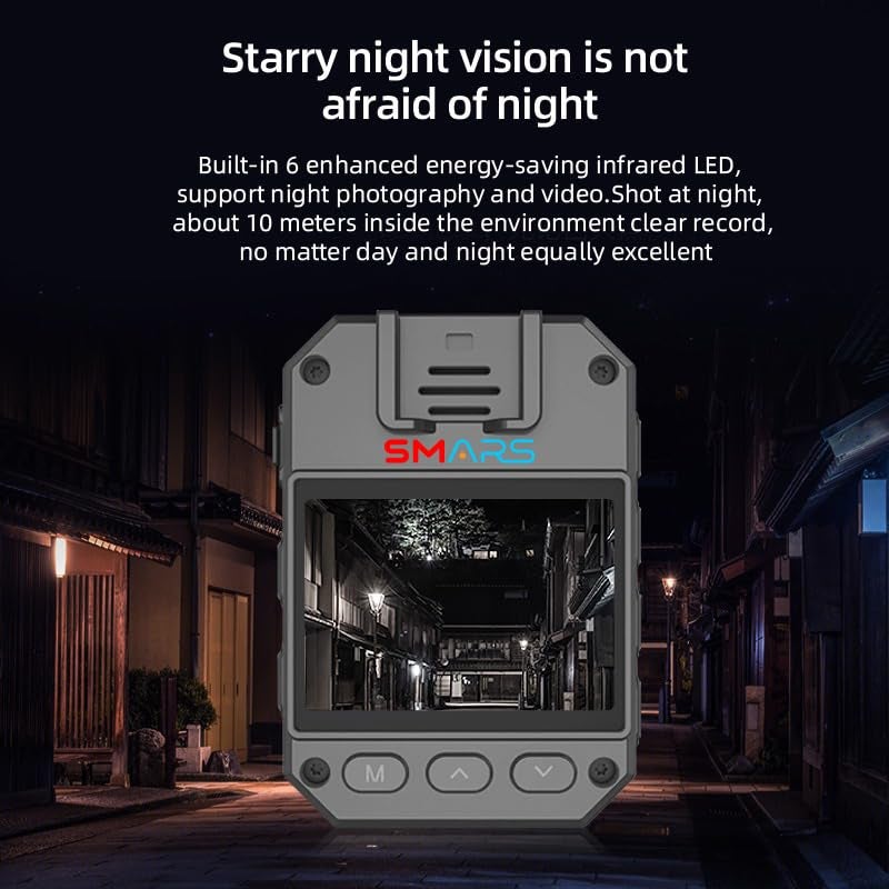 smars 4K Wearable Body Worn Camera with Audio Video Recording for Security Guard Law Enforcement Body Worn Camera Recorder - Image 4