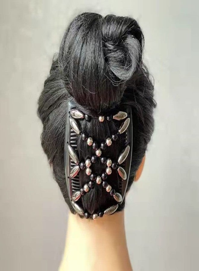 Lovef Comb Hair Clips for Women and Girls Stylish and Fashionable Accessories for Easy Hair Dos Tribal (White Black and Gold) (Black) - Image 4