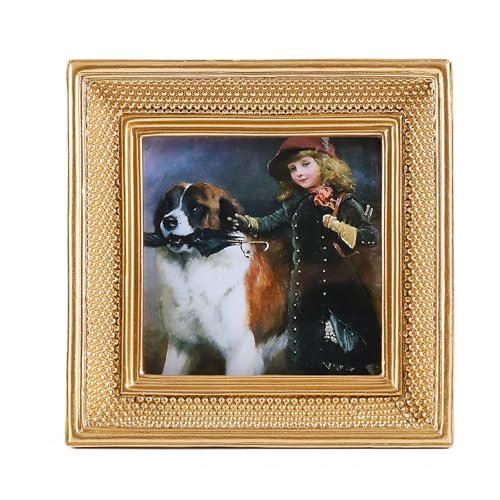 Kangce Gold Vintage Picture Frames 3x3 Mini Square Antique Pictures Frames with Beaded Border Ornate Picture Frames for Tabletop and Wall Mount Decorative Gallery Wall Art - Image 1