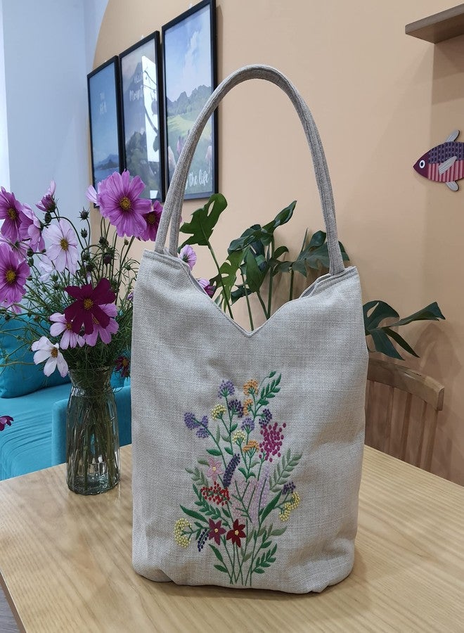 HCRAFT Embroidered Handbags for Women, Large Colorful Flower Shoulder Tote Bag with Zipper,13.8x6.3x14.5, Hobo Bags For Women, Mother's Day Bag, Tote Bag Aesthetic with Inner Pocket - Image 3