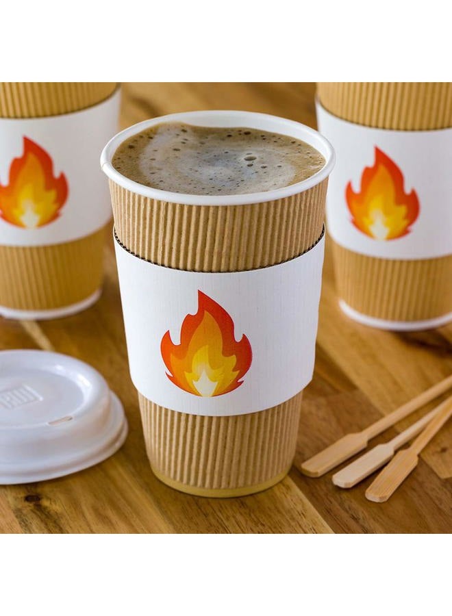 Restaurantware SLEEVES ONLY: Restpresso 5.1 x 2.8 Inch Coffee Cup Sleeves, 50 Corrugated Hot Cup Sleeves - Fire Emoji, Heat-Tolerant, White Paper Disposable Coffee Sleeves, Secure Grip - Restaurantware - Image 3