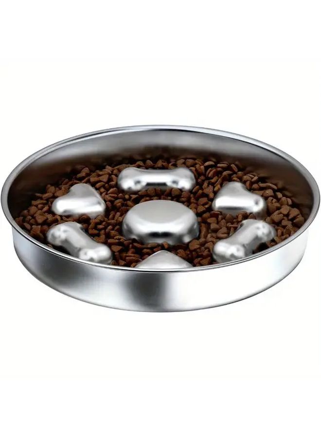 Large Stainless Steel Slow Feeder Dog Bowl Non Slip Double Sided Heart Bones Design - Image 2