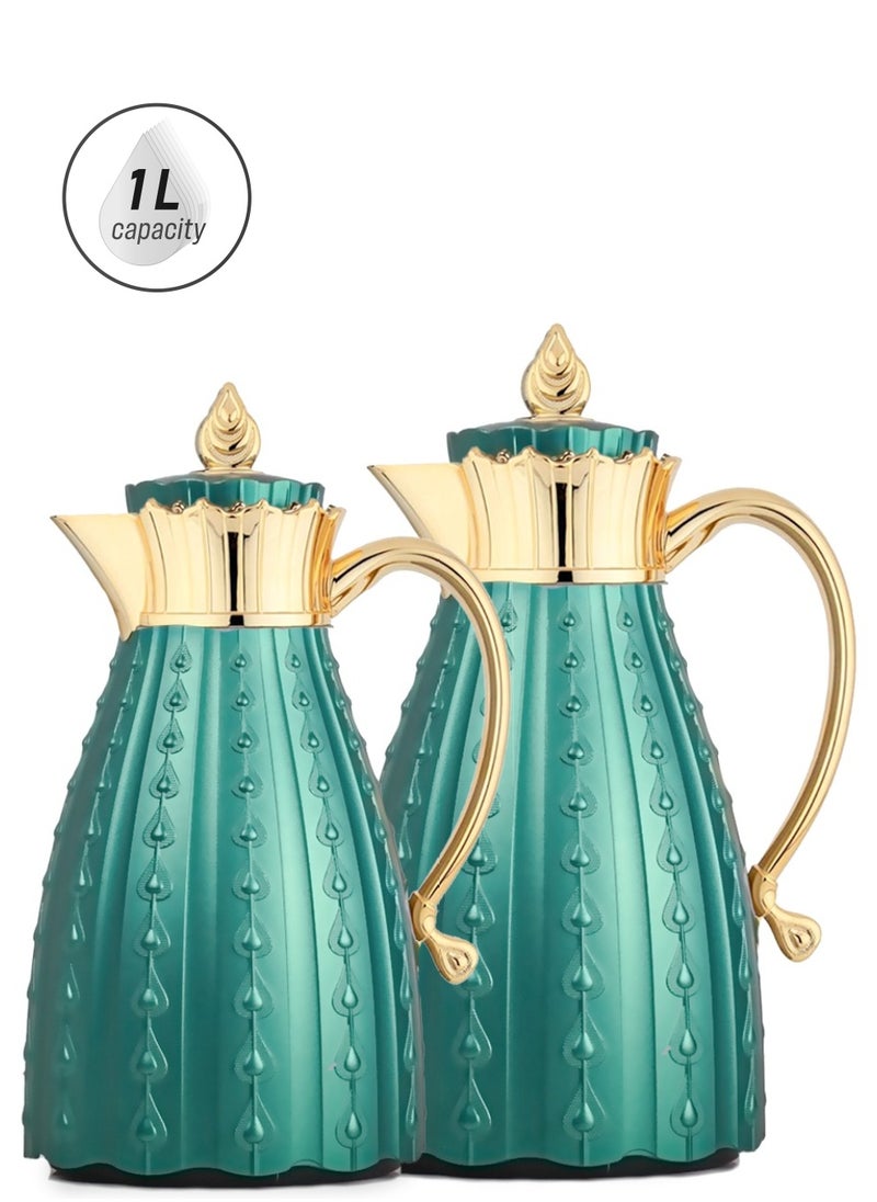 Alsaif - ِAlsaif Coffee And Tea Vacuum Flask Set 2 Pcs Matte Green - Image 1