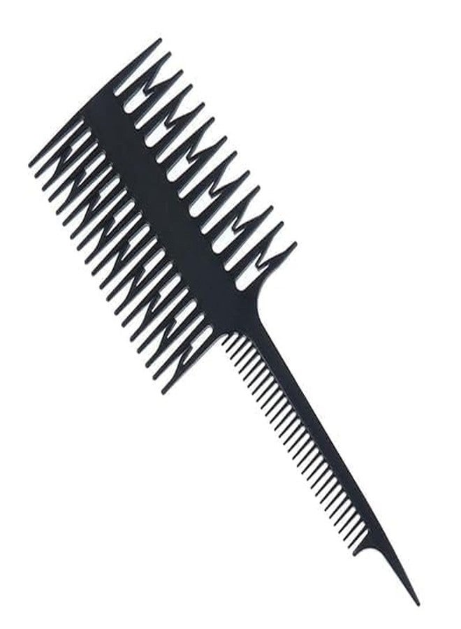 Onward 2 Pcs 3 Sided Hair Comb Dressing Tool Styling Accessories for Salon Micro Braiding for Girl's Highlight Comb Professional Weaving Comb Rat Tail Hair Styling Comb (BLACK) - Image 2