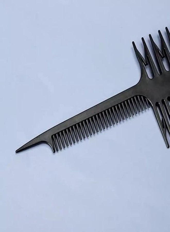 Onward 2 Pcs 3 Sided Hair Comb Dressing Tool Styling Accessories for Salon Micro Braiding for Girl's Highlight Comb Professional Weaving Comb Rat Tail Hair Styling Comb (BLACK) - Image 4
