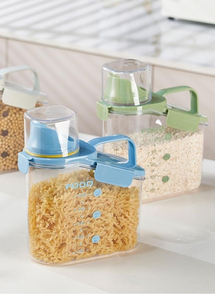 Pure Acrylic Beans Canister Set - Airtight with Practical Scale - Blue - 1800 ml Ha - Image 3