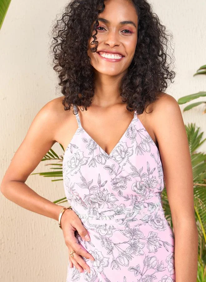 SASSAFRAS Floral Print Maxi Dress
