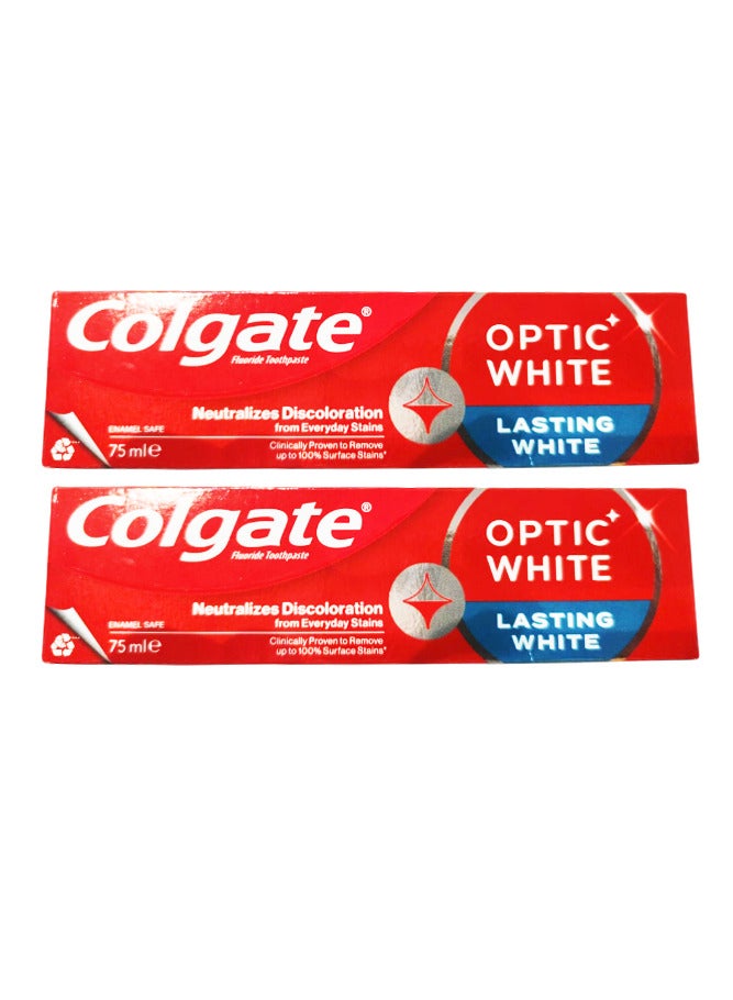 Colgate Pack Of 2 Colgate Optic White Long Lasting Whitening Toothpaste 75 ml - Image 1